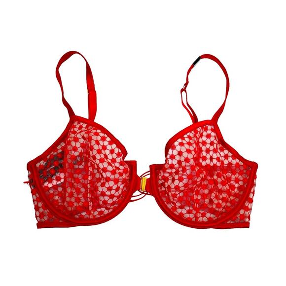 Victoria's Secret Unlined Underwire Demi Bra in Red NEW Womens 32DDD - Picture 1 of 10
